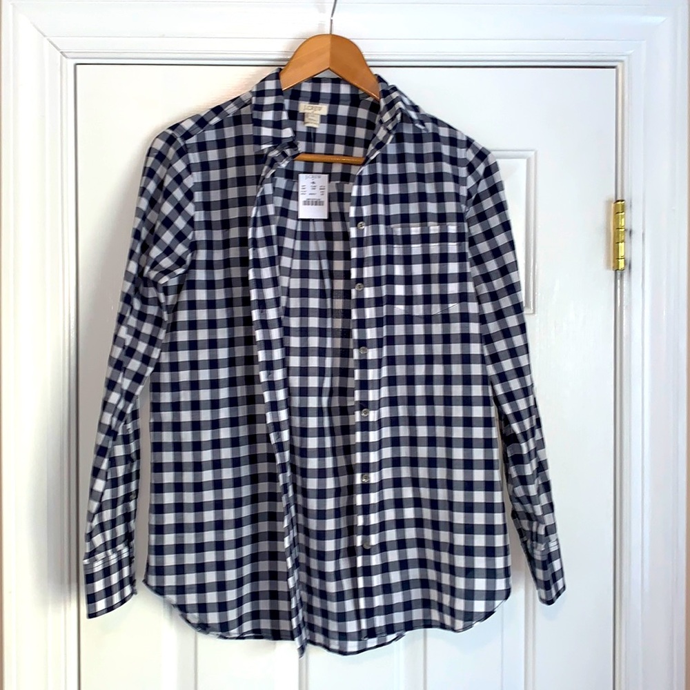 J crew black/white checker shirt. XS